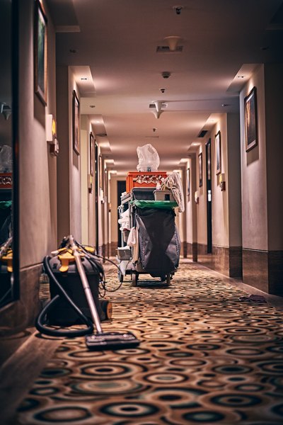 cleaning trolley in corridor